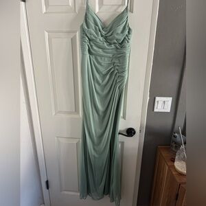 Azazie Sage Green Draped Maxi Gown